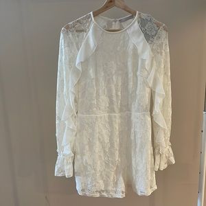 NWT White Lace Romper—Long Sleeve and Shorts